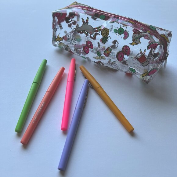 Unicorn pencil bag Fun doodles Clear and Pink PVC - Picture 1 of 4